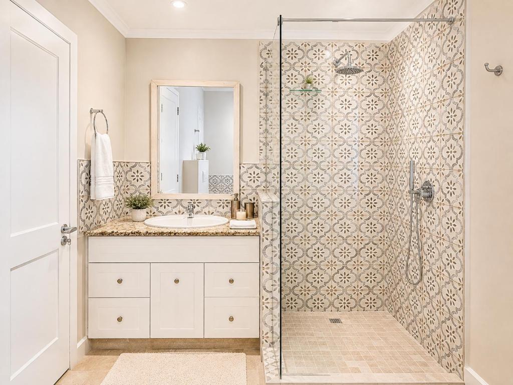 Walk-in shower at Tremezzo Plett